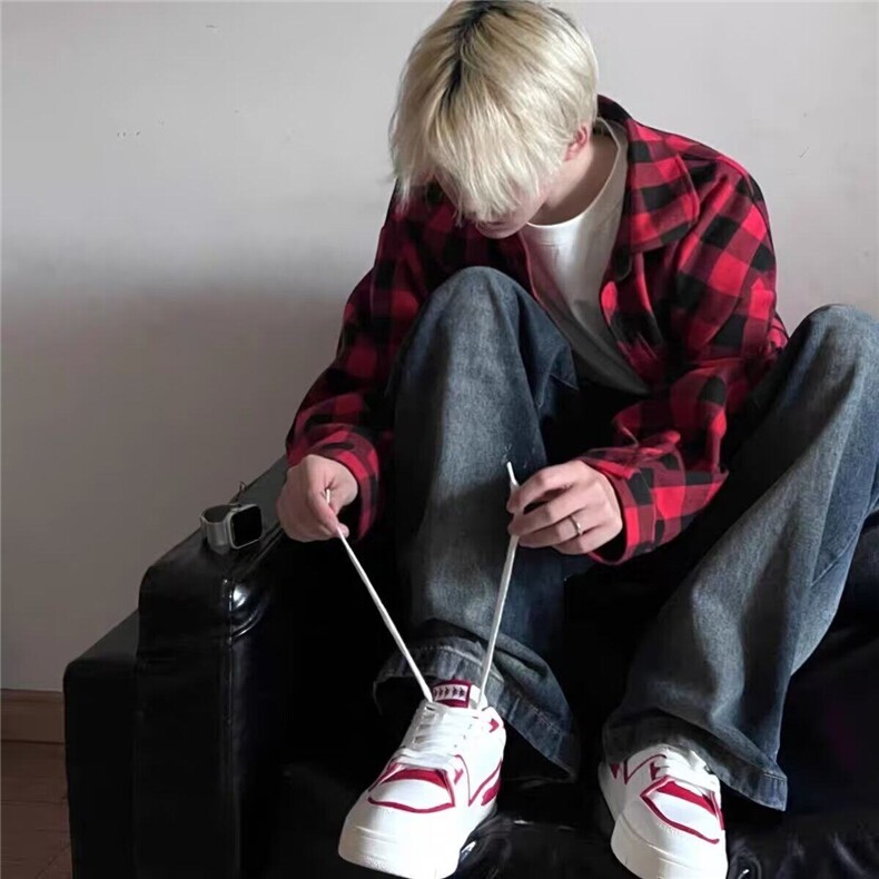 【有货】DCS55-P38复古格子衬衫男潮牌男士春季新款帅气学生衬衣,男装衬衫,星座603-2