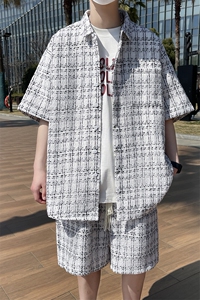 精品小香风衬衫式翻领夹克男潮大码宽松痞帅外套毛呢衬衣A012/p75图片