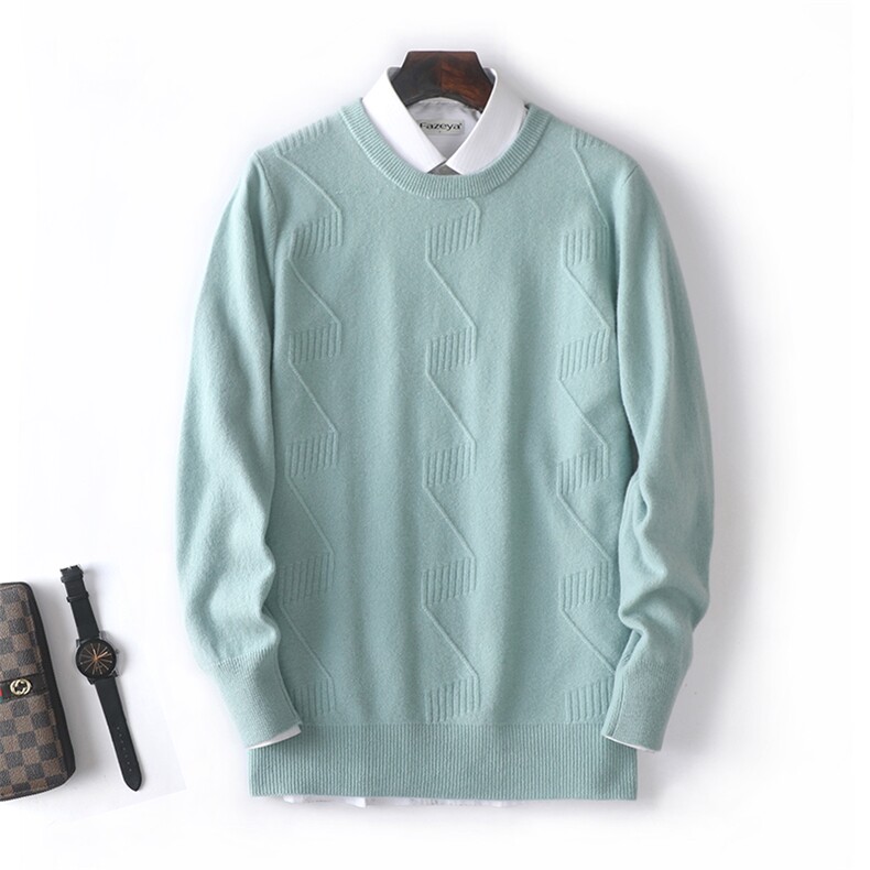 新款男士纯色圆领长袖羊毛衫秋冬新款男士毛衣男装时尚百搭套头男装，男装羊毛衫，枫宸羊绒