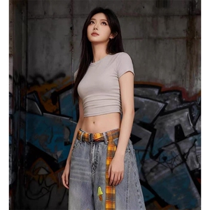 美式高街复古立体刺绣配腰带阔腿牛仔裤男女显瘦直筒弯刀拖地裤潮图片