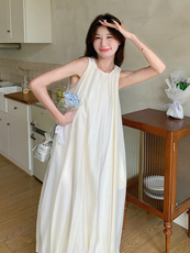 2025年夏季文艺复古无袖裙花苞裙，女装连衣裙，诺蝶