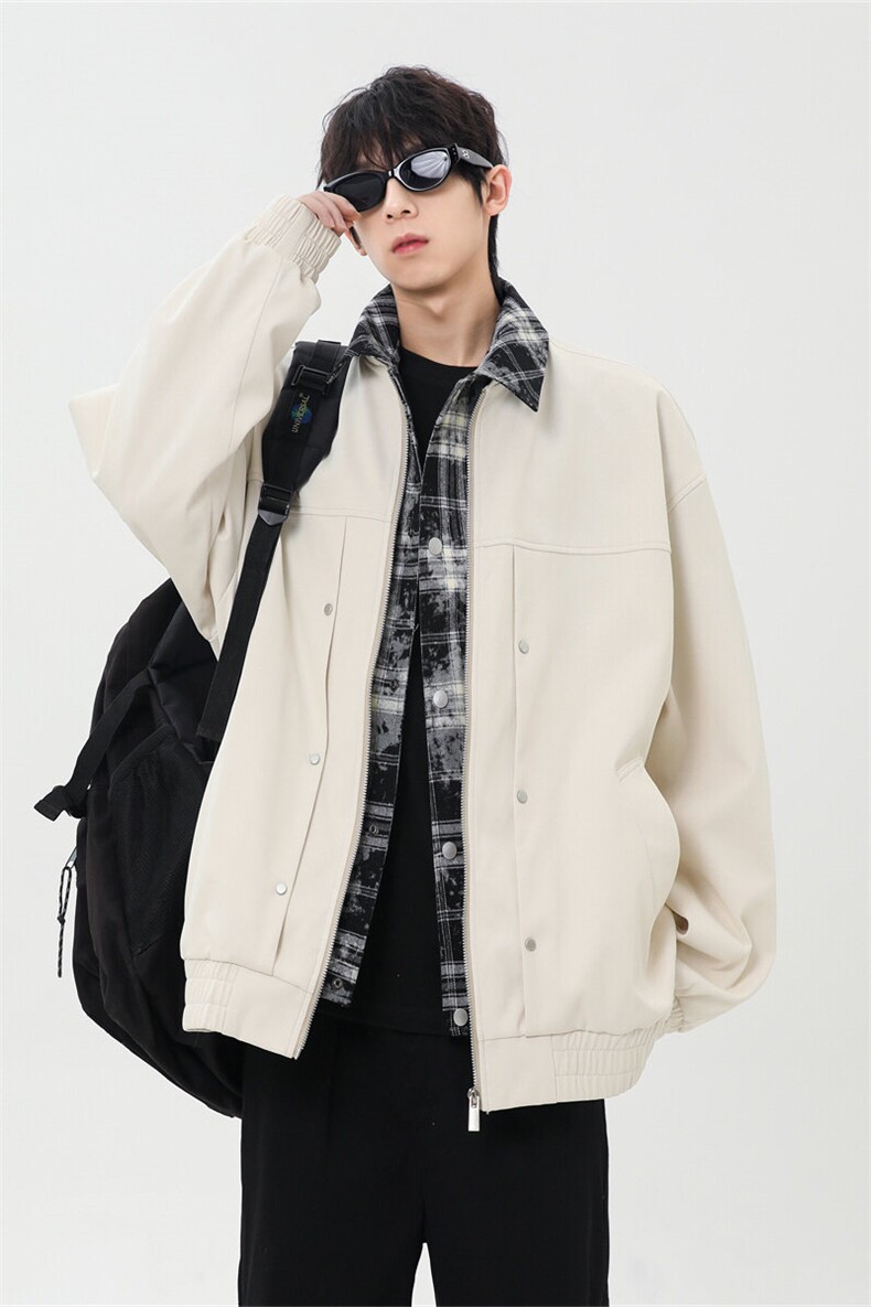 2025上新休闲痞帅工装翻领假二件夹克得物二开XZ301b-2-JK2589P78,男装夹克,星座301B-2（原A443-1）
