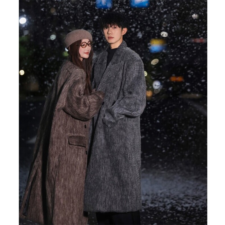 毛呢大衣男女中长款韩系秋冬装高级感炸街风衣外套F639-P138控168,男装风衣,星座812