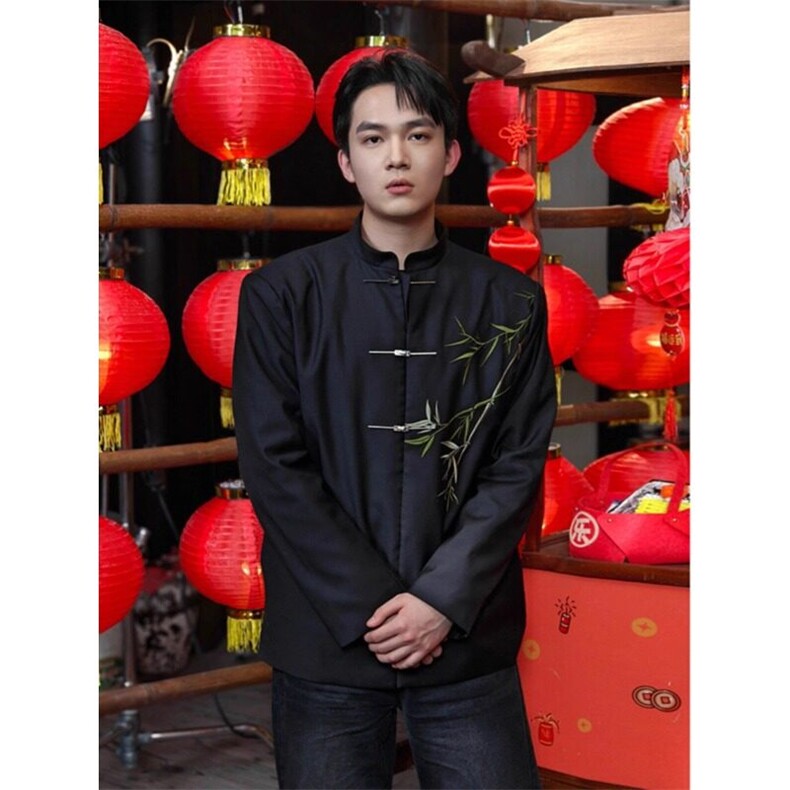 风新式中山装高级感订婚礼服翠竹刺绣立领西服XF20特P62,男装西服,星座908-1