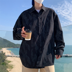 C8026/P40春装现货中性风印花宽松简约衬衣男女衬衫上衣潮图片