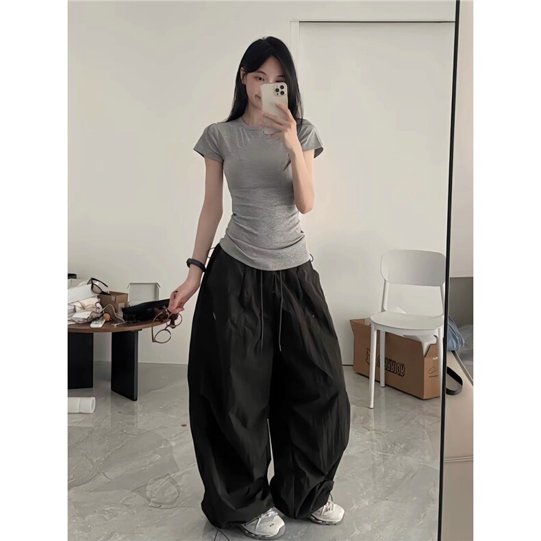 草莓熊classmate美式廓形降落伞工装裤抽绳宽松皱褶口袋休闲裤，男装工装外套，星座1210-1