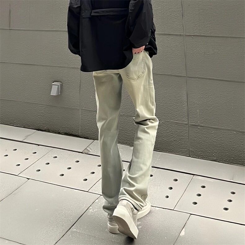 现货高品质泥黄微喇男女款牛仔裤XZ610A-1-Y028-P50,男装牛仔裤,星座610A-1