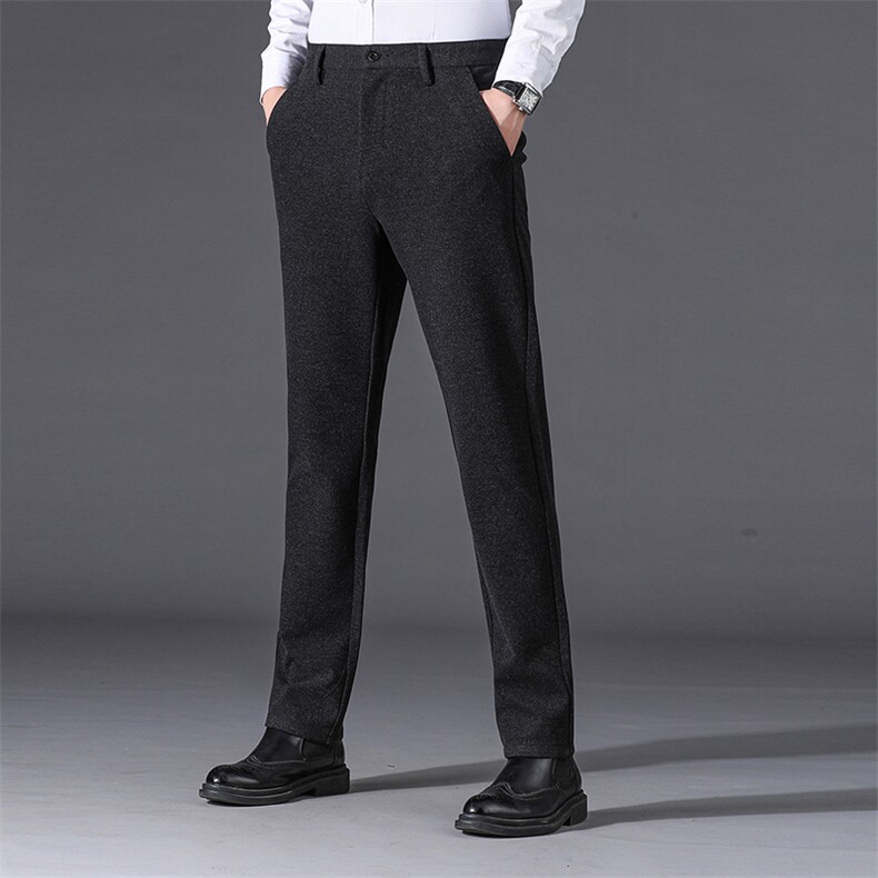 高级感毛呢休闲裤男西裤抗皱2024秋冬季新款商务加厚呢子直筒裤潮，男装西裤，星座505-2（原电商A260-1)