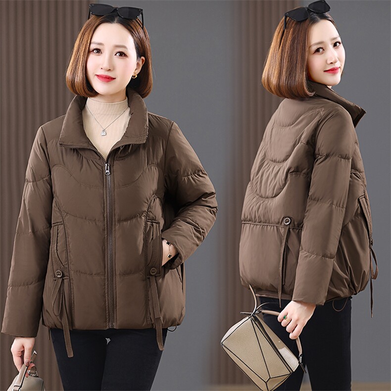 冬季新款2024年羽绒服女加厚短款防风经典立领白鸭绒图片
