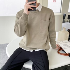 男士针织衫轻熟风春秋季新款男装高级感假两件衬衫毛衣外套MB31，男装针织衫/毛衣，星座1116A-2（原606A-1）