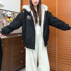 2025冬季美式复古毛领刺绣连帽开衫棉服男女潮牌春秋情侣保暖外套，男装棉衣，星座506A