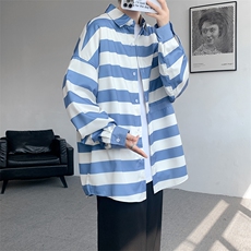衬衫男秋季新款港风宽松条纹长袖衬衣CS028-P45，男装衬衫，星座214-3