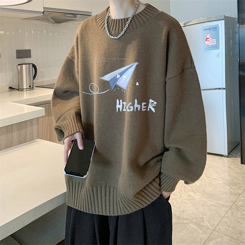半高领毛衣男士大码针织衫男毛线衣男 M18270-P45 加绒款-P65图片