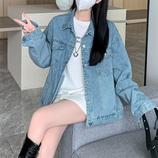 2025秋季新款蓝色牛仔外套女韩版外搭上衣宽松牛仔夹克NZ059-P88，男装工装外套，星座911-3