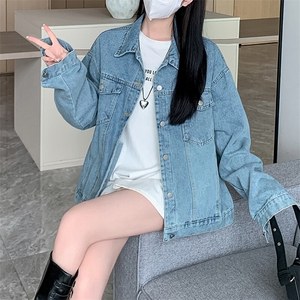 2025秋季新款蓝色牛仔外套女韩版外搭上衣宽松牛仔夹克 NZ059-P88图片