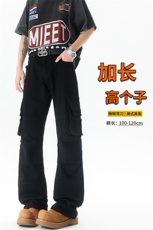 牛仔工装裤男190cm115高个子加长微喇裤修身显瘦伞兵裤KZ040P65，男装工装外套，电商B312