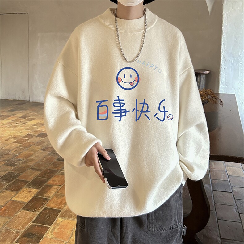 控68半高领毛衣男士大码针织衫男毛线衣男 M18183-P45 加绒款-P65图片