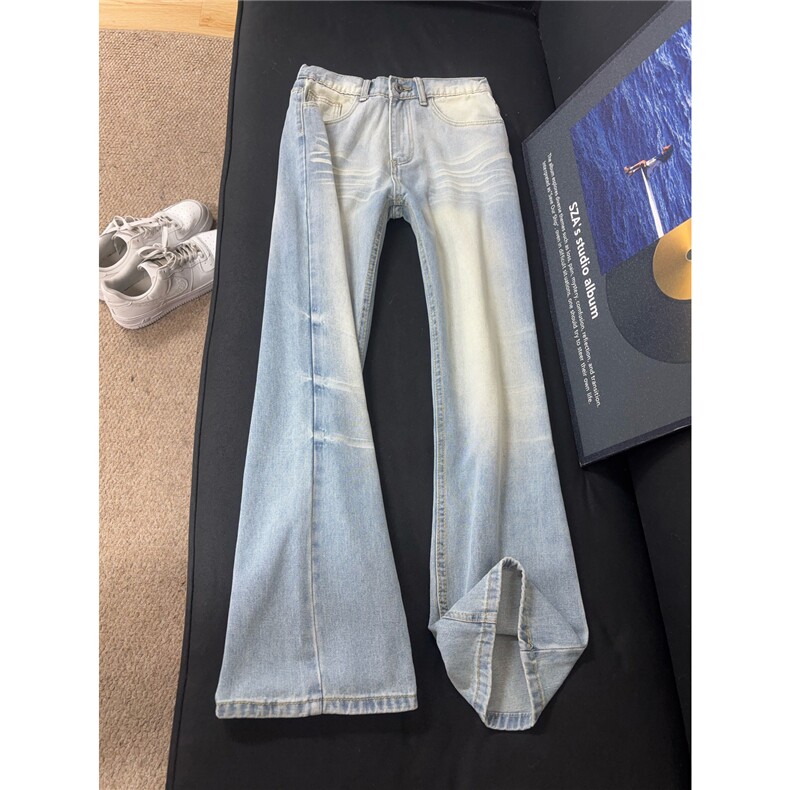 B221 美式ins高街暗黑重工艺修身微喇牛仔裤LK26622-特P45控78图片