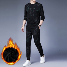 CA90855钱塘2020-2秋冬季厚款加绒时尚休闲中青年男士套装P173，男装休闲套装，钱塘207-2