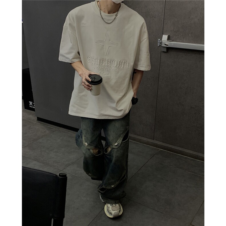 港风钢印多色大码短袖T恤男DT77781P28块特价控55：供抖音视频,男装T恤,星座227-7