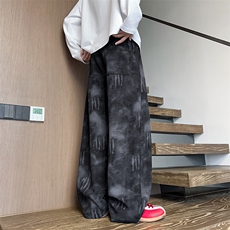 美式扎染灯芯绒加厚保暖休闲裤子男秋季潮牌宽松大码直筒阔腿长裤，男装休闲裤，电商D229A