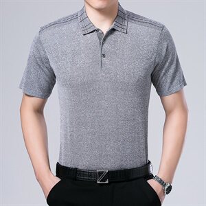 2021夏季新款大码男士T恤桑蚕丝翻领POLO衫1107图片