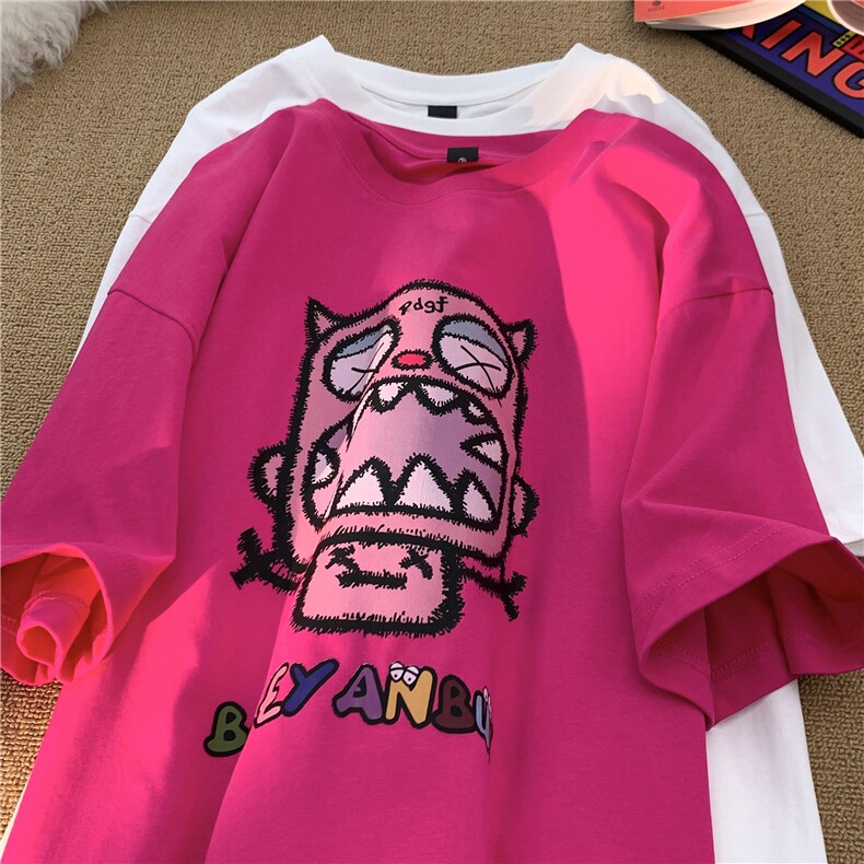 M297-P30卡通纯棉印花短袖火龙果超显白男女款情侣,男装T恤,星座617A-2