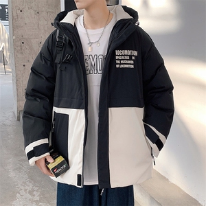 中性风连帽撞色棉服冬季港风加厚棉衣男女同款M8884-P95图片