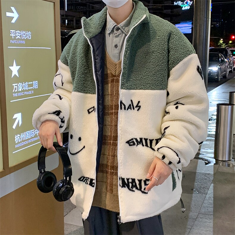 新款冬款加绒加厚棉衣羊羔绒潮流外套青少年ins男装MY106P95图片