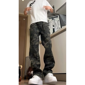 伐木工装迷彩牛仔裤男女美式复古修身直筒耐磨休闲裤SK910P38