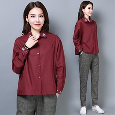 百搭长袖简约个性显瘦修身拼接POLO领衬衫2021年春季潮流，女装衬衫，奕阳依阁