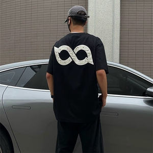 万针全刺绣工艺抖音得物高品质260克重磅纯棉双纱美式高街短袖T恤