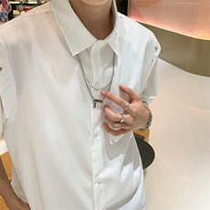 纯色衬衫抖音直播现货短情侣款冰丝衬衣DS-C323-1-7772-P38，男装衬衫，电商C323-1