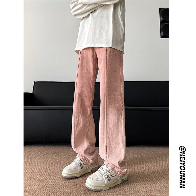 宽松直筒渐变色百搭时尚个性长裤日系Hiphop牛仔裤K619TP45控75,男装牛仔裤,电商A102B