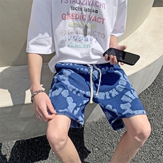 美式牛仔短裤男夏季薄款潮牌ins宽松直筒裤衩五分中裤G30377-p40，男装牛仔裤，星座1008