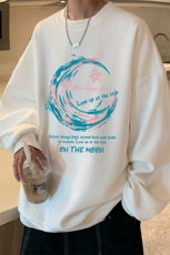 华夫格卫衣圆领卫衣男大码长袖t恤男外套HW76341-P30加绒款-P40，男装卫衣，电商A040