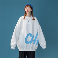 中性22秋季港风潮流印花宽松情侣休闲套头圆领卫衣W146P30控48，男装卫衣，A247A