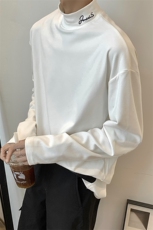 冬季德绒打底衫半高领加厚秋季绣花情侣长袖T恤卫衣男女S356-P25，男装T恤，电商A233-1