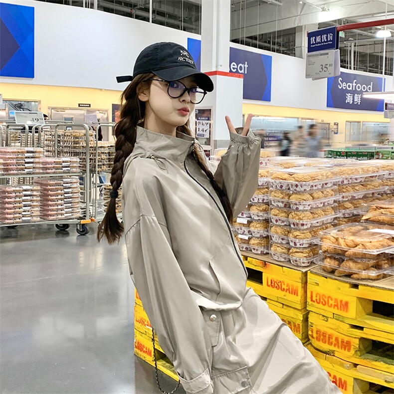 韩系慵懒风工装冲锋衣套装裙女春秋两件套学院风减龄盐系炸街小众,女装套装/套裙,纯色衣恋