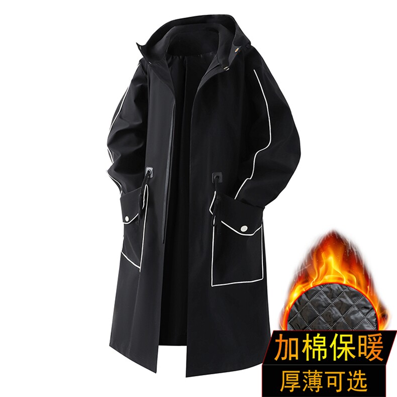 长年大货冲锋风衣男中长款大衣男F080薄P105加棉P120白底3DC，男装风衣，星座401