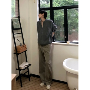 春秋慵懒风简约百搭拉链毛衣长袖宽松休闲情侣针织开衫 M35图片