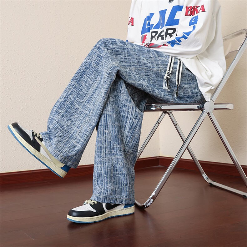 M-8XL 秋季新款大码平脚潮流休闲牛仔裤 109-K129-P55图片