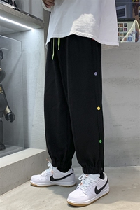 休闲裤男秋韩版排扣阔腿裤港风潮牌宽松束脚裤 A125-DK911-P50图片