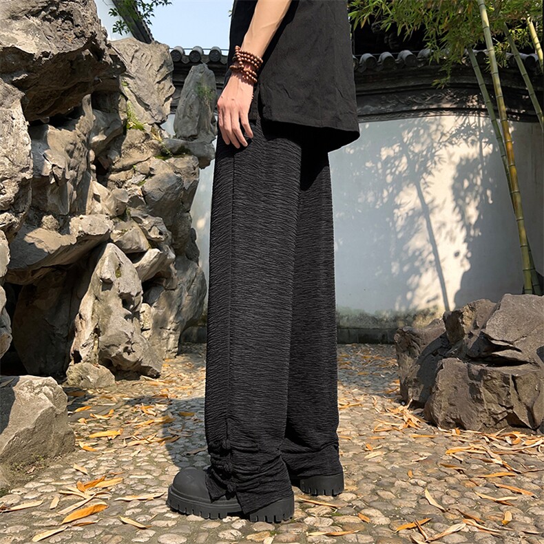 A316-1-K1240特P38控68无差价新款2024风盘扣肌理冰丝直筒裤,男装休闲裤,星座906（原电商a316-1）