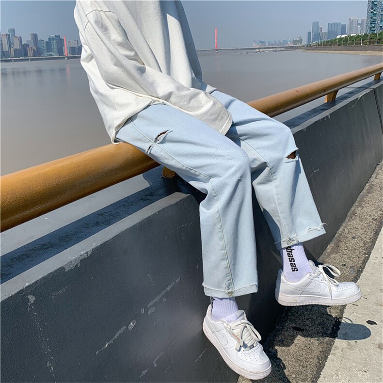 男生新款港风牛仔裤破洞休闲女裤子714-2,男装牛仔裤,星座714-1