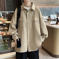 A775-P36日系潮流宽松长袖衬衫休闲衬衣服新款百搭华夫格外套男，男装衬衫，星座512-6