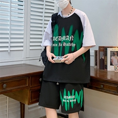 23夏季短袖t恤套装冰丝透气港风宽松运动青少年男装DF323P48，男装休闲套装，电商A086