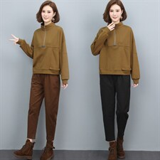 休闲套装女2025春秋新款中年妈妈宽松减龄卫衣时尚洋气运动两件套，女装套装/套裙，璐依舞