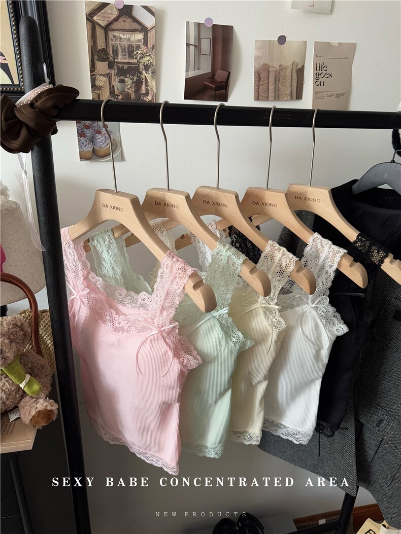 韩版蕾丝纯欲风内搭吊带背心女修身美背抹胸外穿裹胸，女装背心吊带，梦白服饰厂