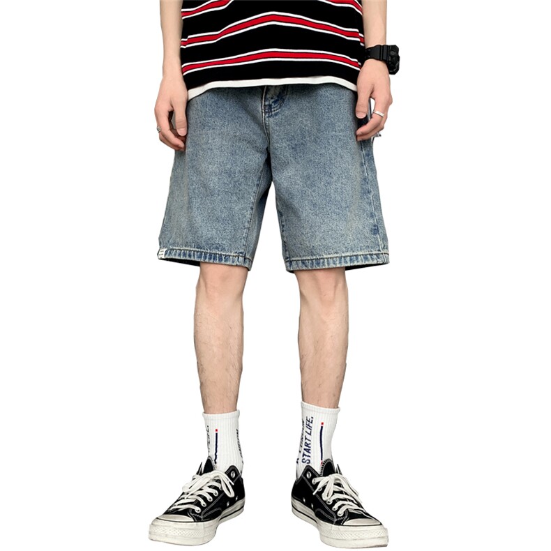 牛仔短裤男潮牌ins直筒五分裤宽松夏季马裤潮流百搭中裤5103-P30,男装牛仔裤,电商A318